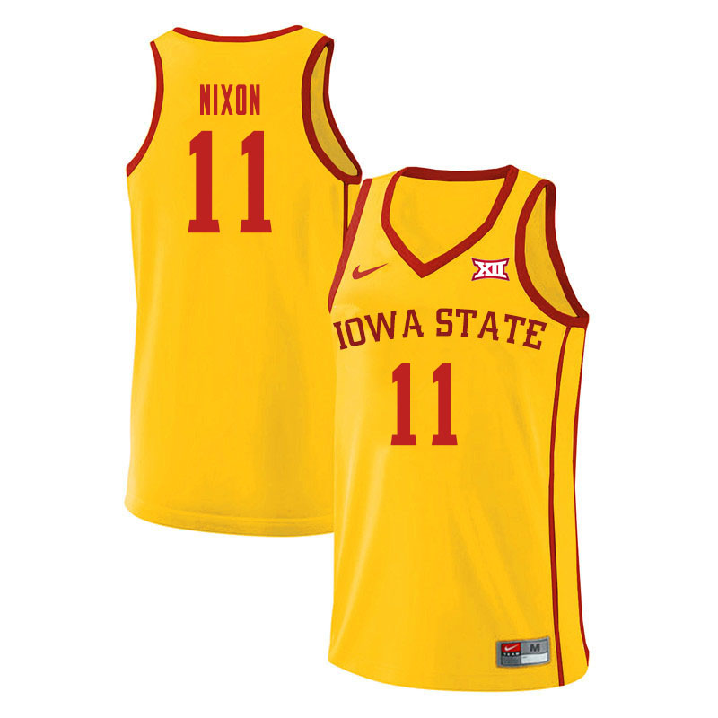 Men #11 Prentiss Nixon Iowa State Cyclones College Basketball Jerseys Sale-Yellow - Click Image to Close